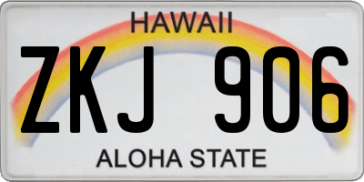 HI license plate ZKJ906