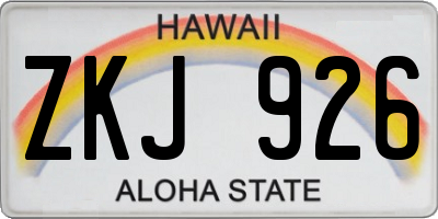 HI license plate ZKJ926