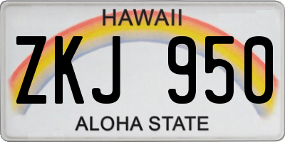 HI license plate ZKJ950