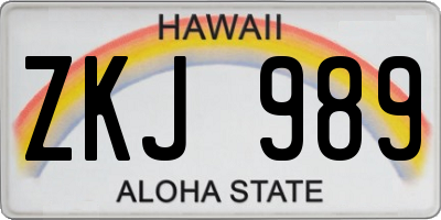 HI license plate ZKJ989