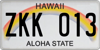 HI license plate ZKK013
