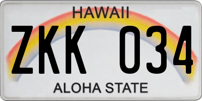 HI license plate ZKK034