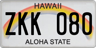 HI license plate ZKK080