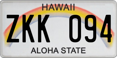 HI license plate ZKK094