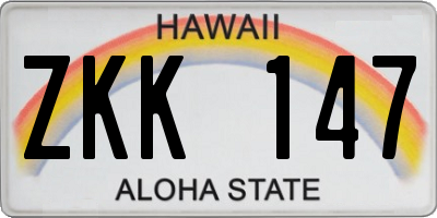 HI license plate ZKK147