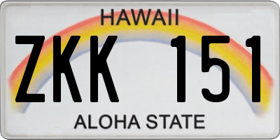 HI license plate ZKK151