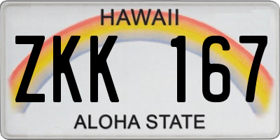 HI license plate ZKK167