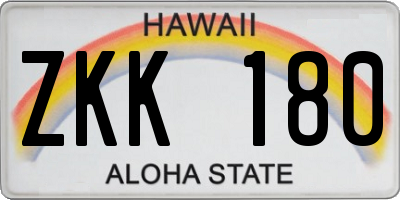 HI license plate ZKK180