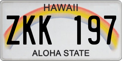 HI license plate ZKK197