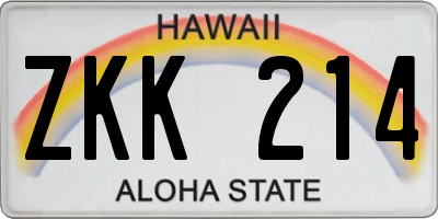 HI license plate ZKK214