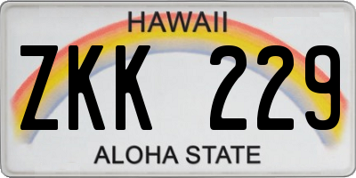 HI license plate ZKK229