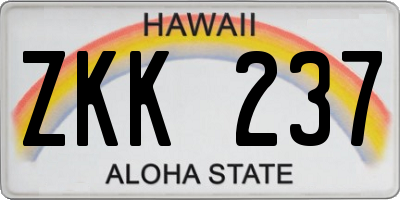 HI license plate ZKK237