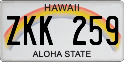 HI license plate ZKK259