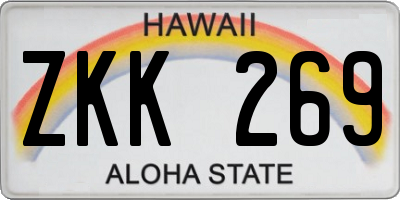 HI license plate ZKK269