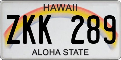 HI license plate ZKK289