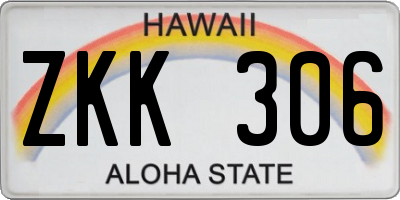 HI license plate ZKK306