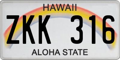 HI license plate ZKK316