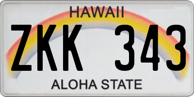 HI license plate ZKK343
