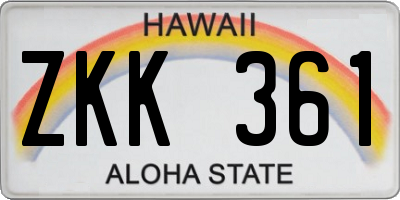 HI license plate ZKK361
