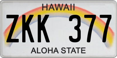 HI license plate ZKK377