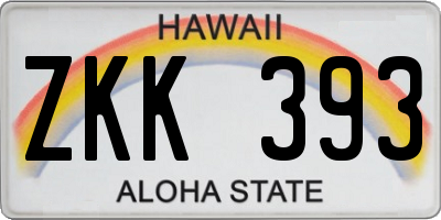 HI license plate ZKK393