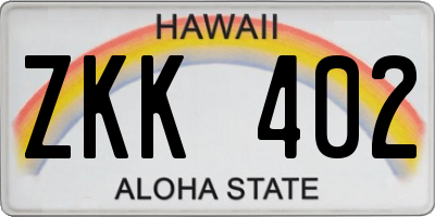 HI license plate ZKK402