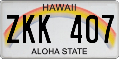HI license plate ZKK407