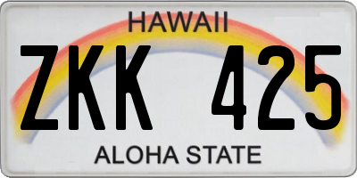 HI license plate ZKK425