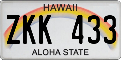 HI license plate ZKK433