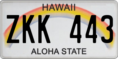 HI license plate ZKK443
