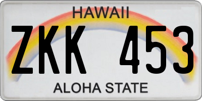 HI license plate ZKK453
