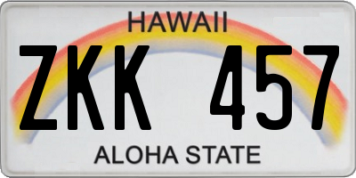 HI license plate ZKK457