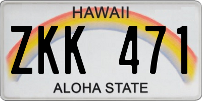 HI license plate ZKK471