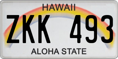 HI license plate ZKK493