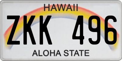 HI license plate ZKK496