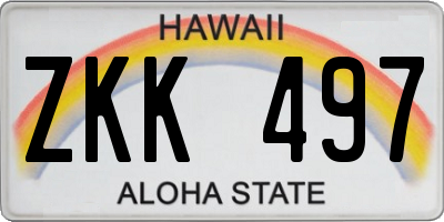 HI license plate ZKK497