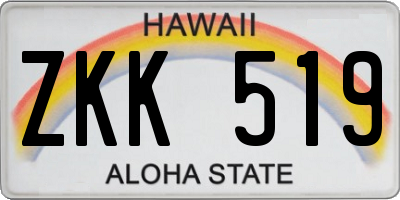 HI license plate ZKK519
