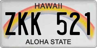 HI license plate ZKK521