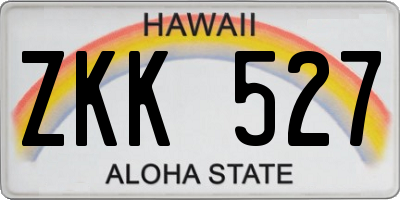HI license plate ZKK527