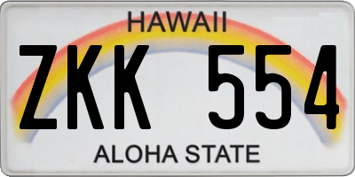 HI license plate ZKK554