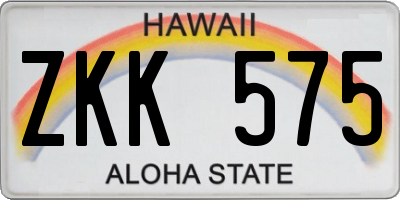 HI license plate ZKK575
