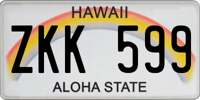 HI license plate ZKK599