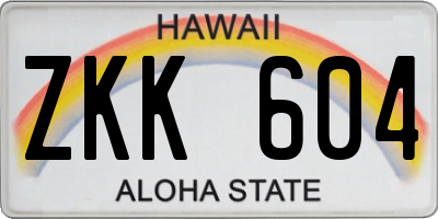HI license plate ZKK604