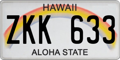 HI license plate ZKK633