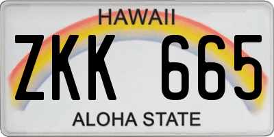 HI license plate ZKK665