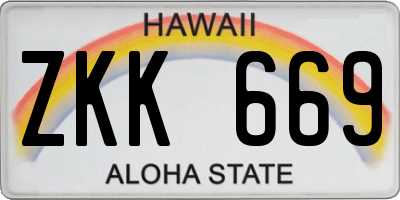 HI license plate ZKK669