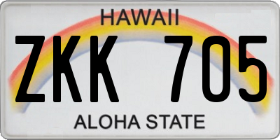 HI license plate ZKK705