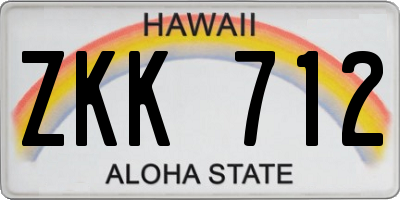 HI license plate ZKK712