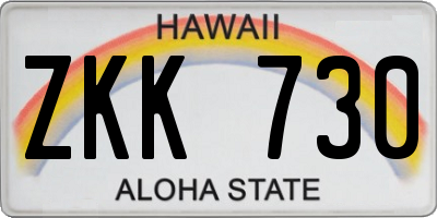 HI license plate ZKK730