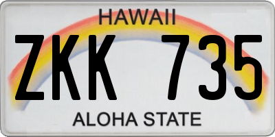 HI license plate ZKK735